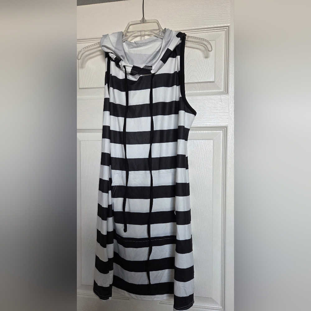 SHEIN Curve Black and White Striped Dress